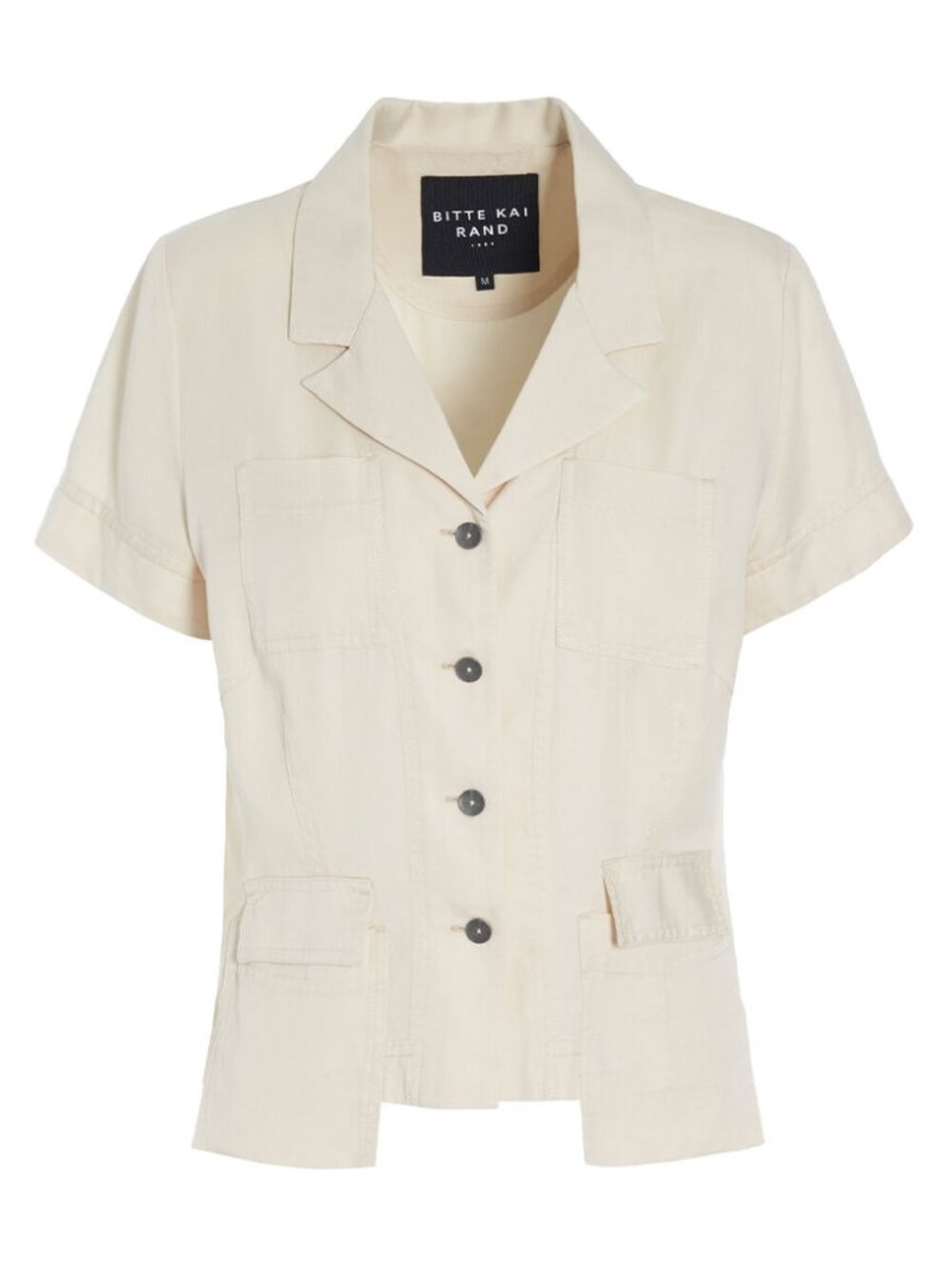 Bitte Kai Rand Tencel Linen Neutral Beige Utility Blouse With Pockets Women Xs View 2